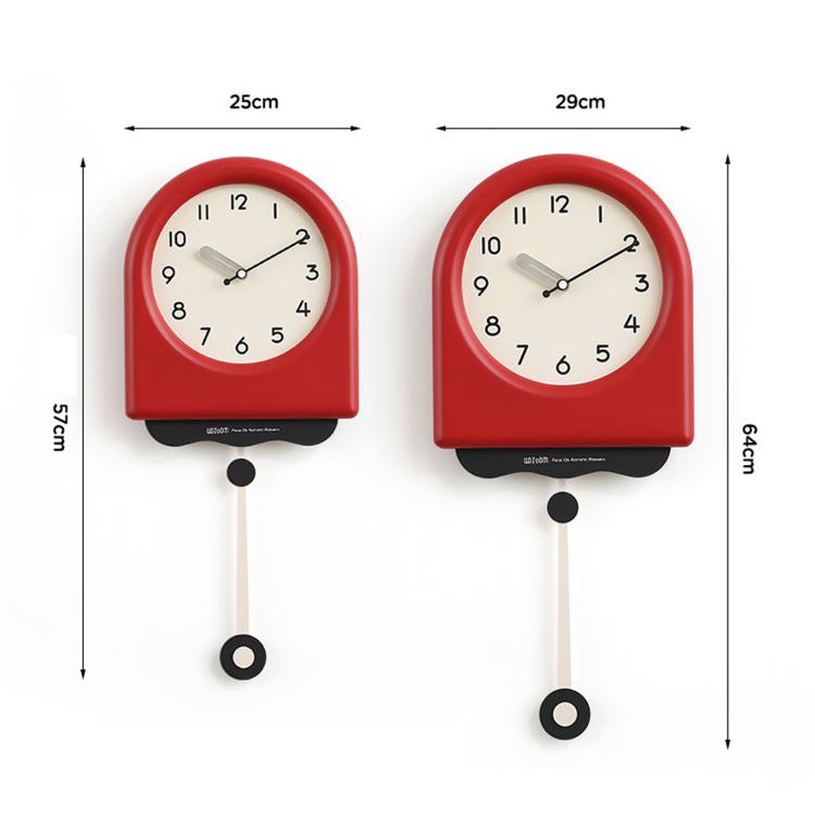 wozoom Orologio da parete a pendolo moderno, silenzioso, decorativo, in stile crema, per soggiorno, Medium With Second Hand Red, Medium Beige, Medium Red, Large Beige, Large Red