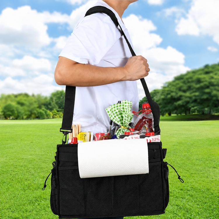 Borsa portaoggetti per barbecue impermeabile e resistente all'abrasione, realizzata in tessuto Oxford rinforzato, ideale per campeggio, picnic e attività all'aperto.