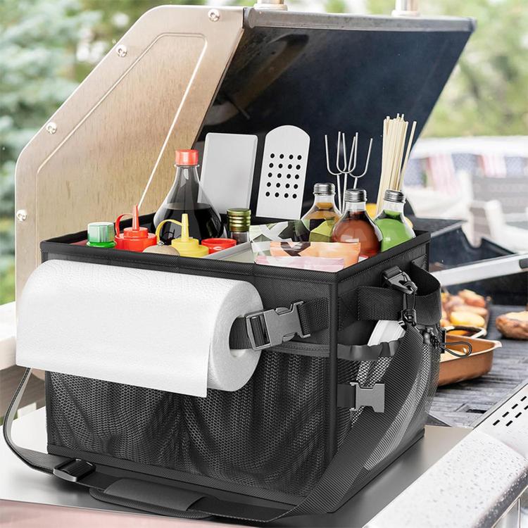 Borsa portaoggetti per barbecue impermeabile e resistente all'abrasione, realizzata in tessuto Oxford rinforzato, ideale per campeggio, picnic e attività all'aperto.