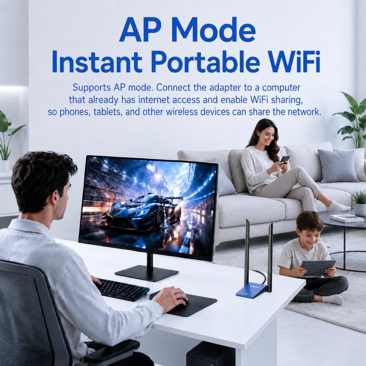 Adattatore WiFi 6 USB COMFAST CF-735BF, scheda di rete wireless dual band AX1800 con Bluetooth 5.4, CF-735BF