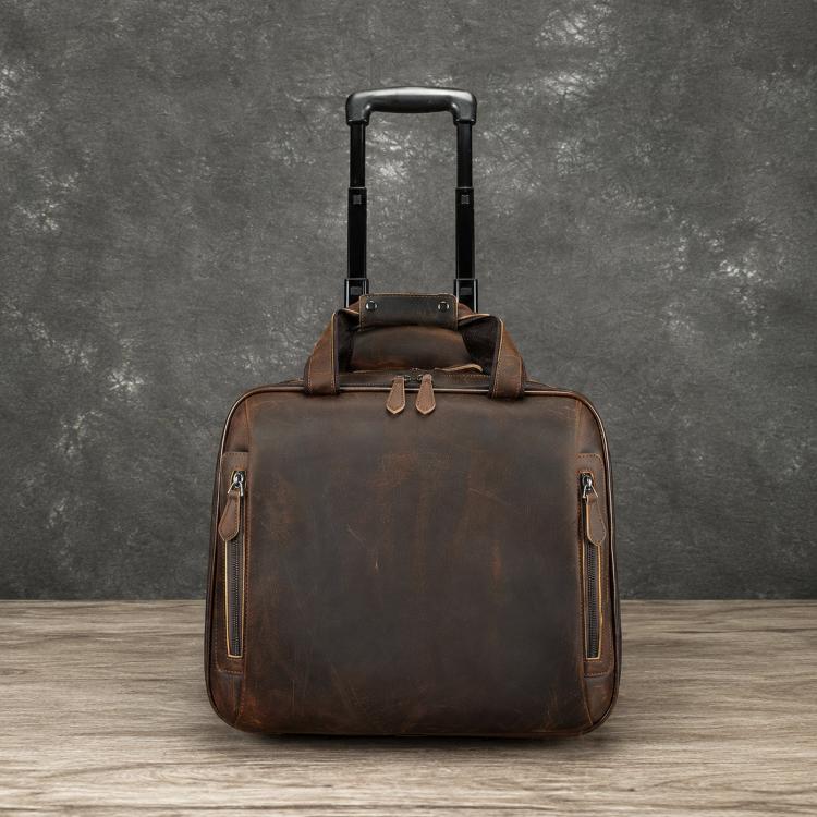 Valigetta da viaggio vintage in pelle 16" con ruote e scomparto l