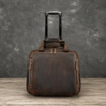 Valigetta da viaggio vintage in pelle 16" con ruote e scomparto l
