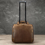 Valigetta da viaggio vintage in pelle 16" con ruote e scomparto l