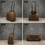Valigetta da viaggio vintage in pelle 16" con ruote e scomparto l