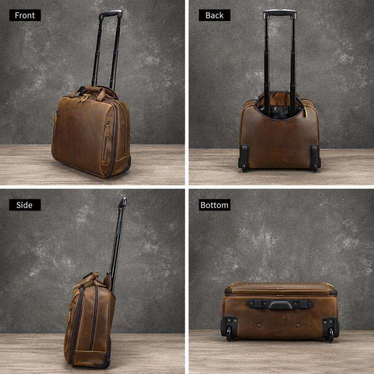 Valigetta da viaggio vintage in pelle 16" con ruote e scomparto l