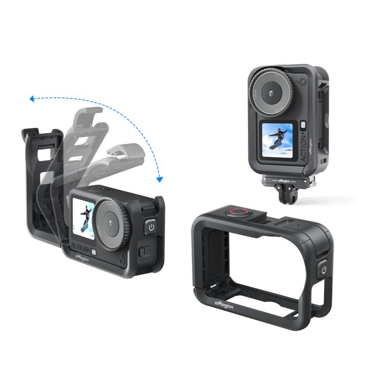 Gabbia protettiva per fotocamera DJI OSMO Action 6 aMaginsn Utility Frame con attacco a slitta e foro filettato da 1/4 di pollice.