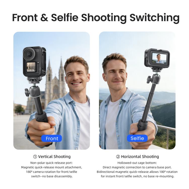 Gabbia protettiva per fotocamera DJI OSMO Action 6 aMaginsn Utility Frame con attacco a slitta e foro filettato da 1/4 di pollice.
