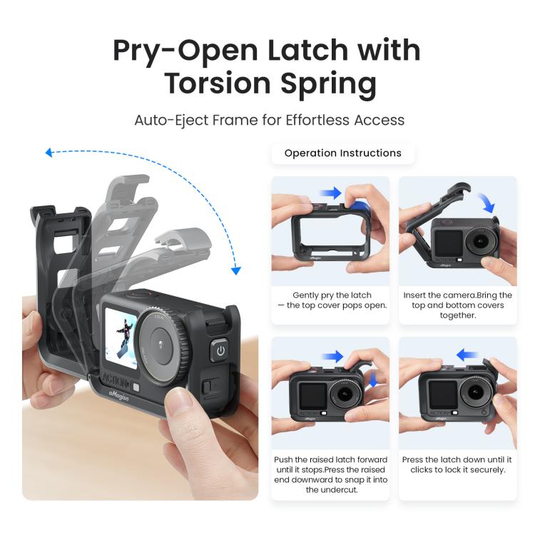 Gabbia protettiva per fotocamera DJI OSMO Action 6 aMaginsn Utility Frame con attacco a slitta e foro filettato da 1/4 di pollice.