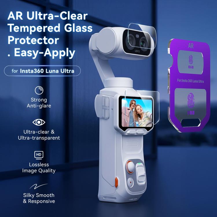 Pellicola protettiva in vetro temperato AR per schermo e obiettivo di Insta360 Luna Ultra aMaginsn., 1 Set, 2 Sets