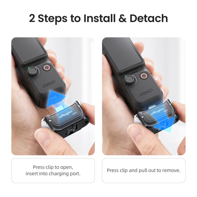 Supporto a sgancio rapido a doppia interfaccia aMaginsn per DJI Pocket 4 / 3, Standard Mount, Charging Mount