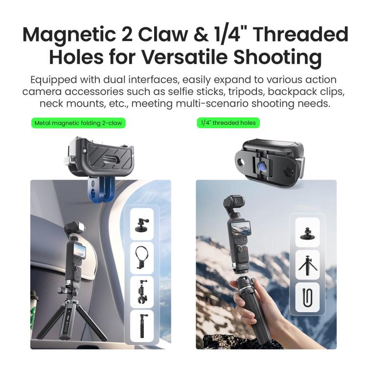 Supporto a sgancio rapido a doppia interfaccia aMaginsn per DJI Pocket 4 / 3, Standard Mount, Charging Mount