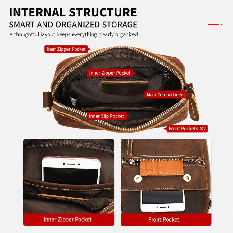 Borsa a tracolla vintage in pelle per smartphone 6,7"