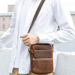 Borsa a tracolla vintage in pelle per smartphone 6,7"
