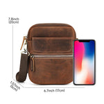 Borsa a tracolla vintage in pelle per smartphone 6,7"
