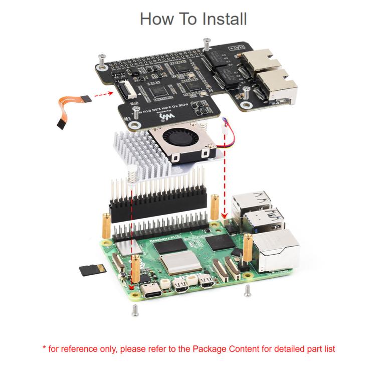 Adattatore Waveshare PCIe a 2 canali 2.5G ETH per Raspberry Pi 5 con doppio chip RTL8125, 34932
