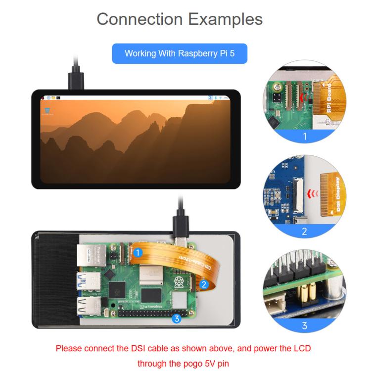 Waveshare Display touch capacitivo DSI da 6,25 pollici, tipo B, risoluzione 720 × 1560, pannello IPS, 35000