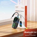 Adattatore audio wireless Toocki 2-in-1 Bluetooth 5.4 con trasmettitore, ricevitore, AUX e ingresso da 3,5 mm e indicatore di carica., BT-05