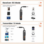 Adattatore audio wireless Toocki 2-in-1 Bluetooth 5.4 con trasmettitore, ricevitore, AUX e ingresso da 3,5 mm e indicatore di carica., BT-05