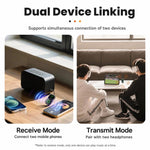 Adattatore audio wireless Toocki 2-in-1 Bluetooth 5.4 con trasmettitore, ricevitore, AUX e ingresso da 3,5 mm e indicatore di carica., BT-05