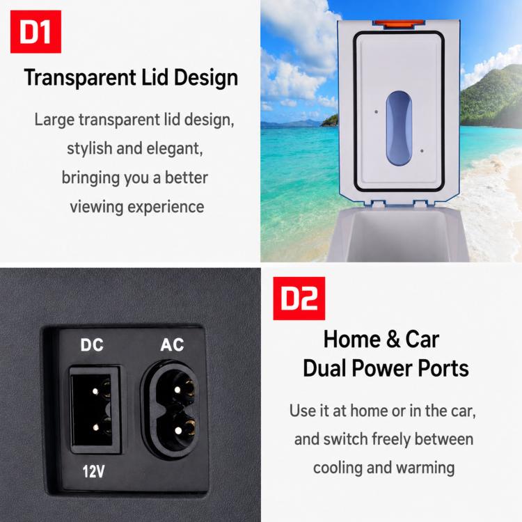 Mini frigo portatile digitale da 10 litri con controllo della temperatura, ideale per auto, per conservare bevande, medicinali, frutta e cosmetici. Spina USA., 10L Black