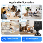 Mini telecamera WiFi ricaricabile W10, senza fili, 1080P, per interni, con base magnetica e visione notturna.