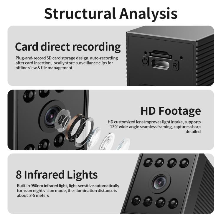 Mini telecamera WiFi ricaricabile W10, senza fili, 1080P, per interni, con base magnetica e visione notturna.