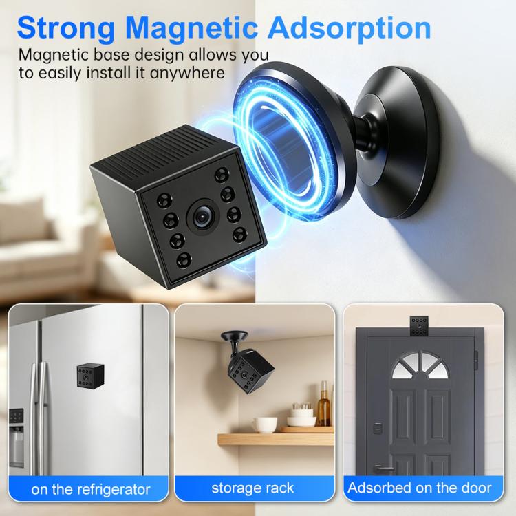 Mini telecamera WiFi ricaricabile W10, senza fili, 1080P, per interni, con base magnetica e visione notturna.