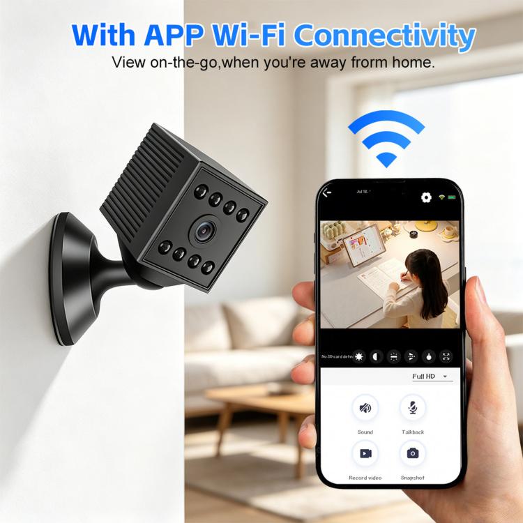 Mini telecamera WiFi ricaricabile W10, senza fili, 1080P, per interni, con base magnetica e visione notturna.