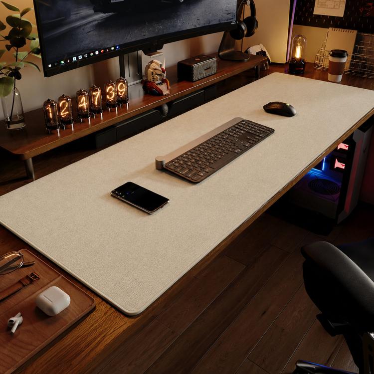 Tappetino da scrivania in lino antiscivolo in gomma per tastiera e mouse, ideale per casa e ufficio, con bordi cuciti., 800x300x4mm, 800x400x4mm, 900x400x4mm, 900x450x4mm