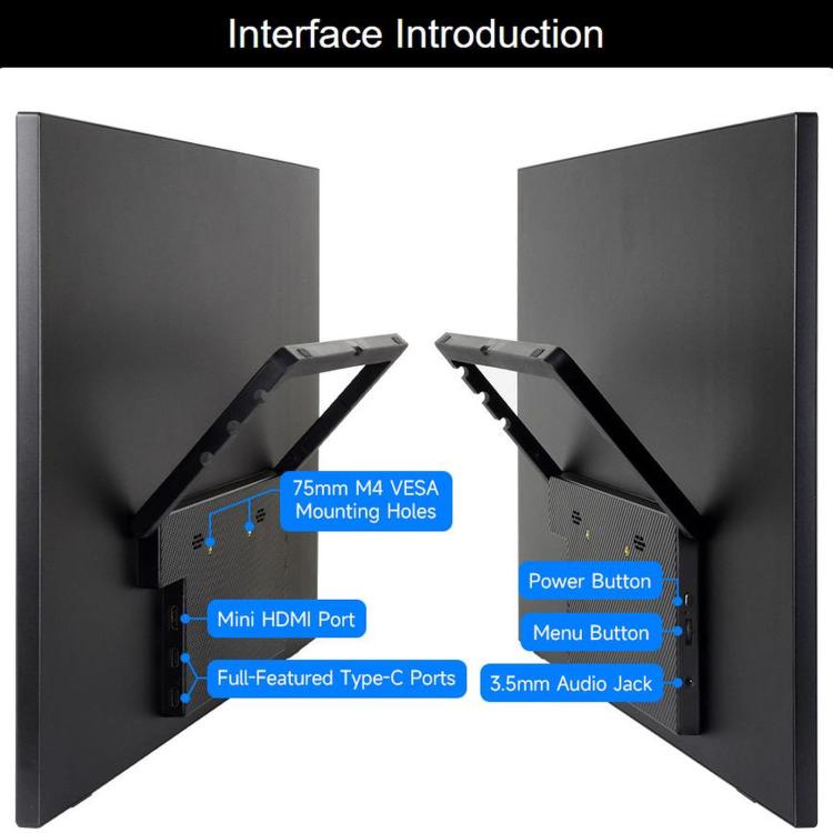 Monitor touch IPS WAVESHARE da 21,5 pollici con supporto pieghevole, risoluzione 1920 × 1080, frequenza di aggiornamento 144 Hz, touch capacitivo a 10 punti, EU Plug, UK Plug, US Plug