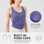 Reggiseno sportivo con spalline incrociate sulla schiena e coppe fisse integrate, canotta da yoga, S, M, L, XL