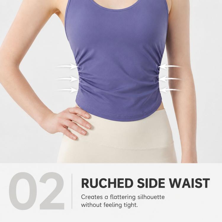 Reggiseno sportivo con spalline incrociate sulla schiena e coppe fisse integrate, canotta da yoga, S, M, L, XL