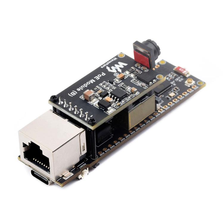 Scheda di sviluppo WAVESHARE ESP32-S3 ETH, porta Ethernet RJ45 10/100Mbps, supporto Wi-Fi e Bluetooth, processore dual core a 240 MHz, Single Board No Soldered Pin Header, Mainboard+OV5640 Camera No Soldered Pin Header                                  ...