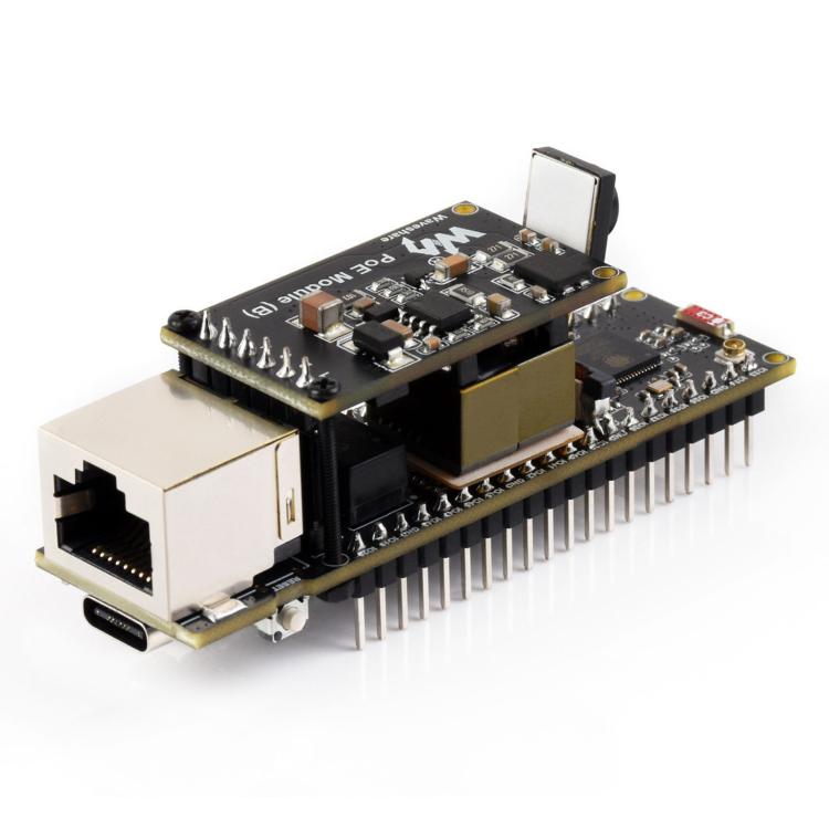 Scheda di sviluppo WAVESHARE ESP32-S3 ETH, porta Ethernet RJ45 10/100Mbps, supporto Wi-Fi e Bluetooth, processore dual core a 240 MHz, Single Board No Soldered Pin Header, Mainboard+OV5640 Camera No Soldered Pin Header                                  ...