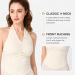 Top yoga da donna con scollo all'americana, senza schienale e coppe fisse, capospalla aderente sportivo, S, M, L, XL
