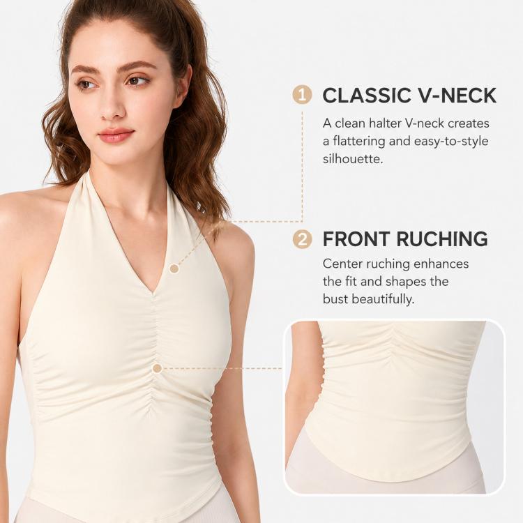 Top yoga da donna con scollo all'americana, senza schienale e coppe fisse, capospalla aderente sportivo, S, M, L, XL