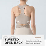 Canotta sportiva da donna integrata con scollo quadrato e spalline larghe, ammortizzante, ideale per yoga e corsa., S, M, L, XL