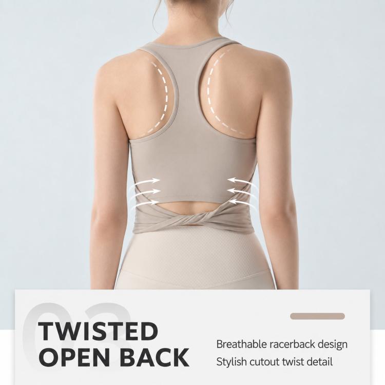 Canotta sportiva da donna integrata con scollo quadrato e spalline larghe, ammortizzante, ideale per yoga e corsa., S, M, L, XL