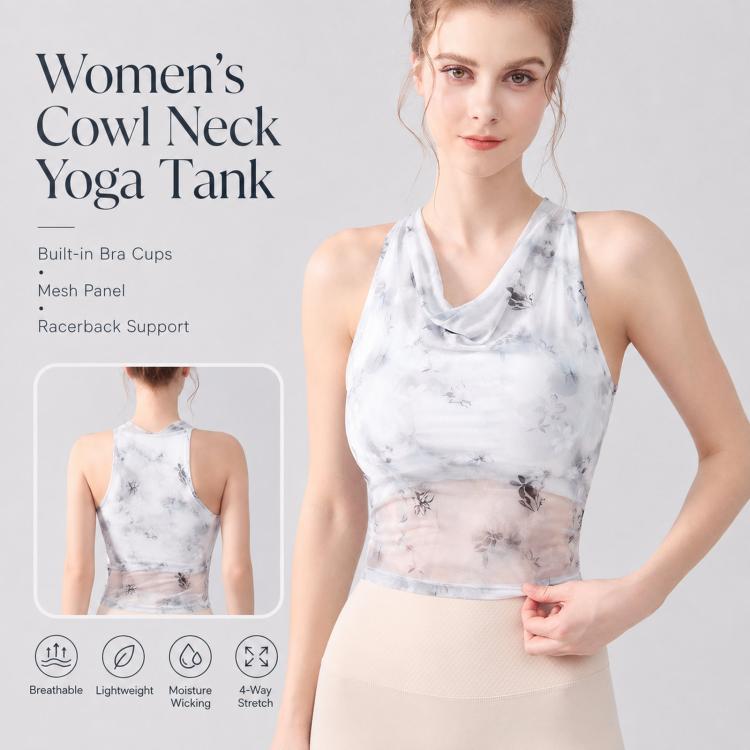 Gilet sportivo da donna con imbottitura sul seno, scollo a cappuccio, top a rete per fitness e yoga., S, M, L, XL