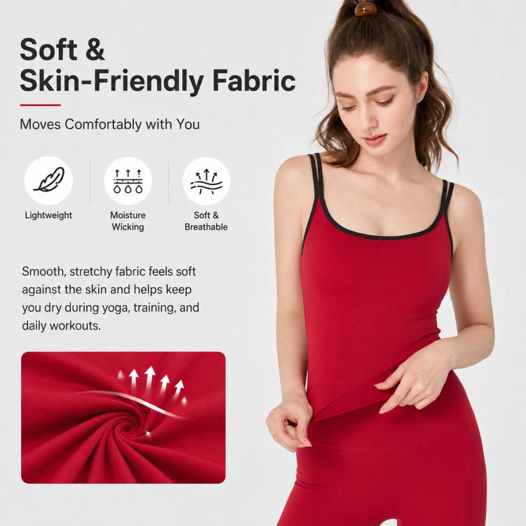 Canotta da donna con coppe fisse e doppie spalline, antiurto, comoda per sport e yoga., XL