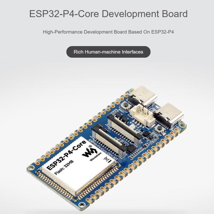 Scheda di sviluppo WAVESHARE ESP32-P4-Core, dotata di processori RISC-V dual-core e single-core a 32 bit, supporta USB OTG 2.0 HS, With Soldered Pin Header, No Soldered Pin Header