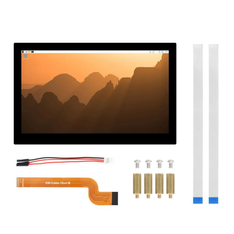 Display touch capacitivo DSI ad alta risoluzione da 13,3 pollici WAVESHARE, 1920 × 1080, IPS, pannello in vetro temperato, interfaccia DSI, touch a 10 punti, Without Back Panel, With Back Panel