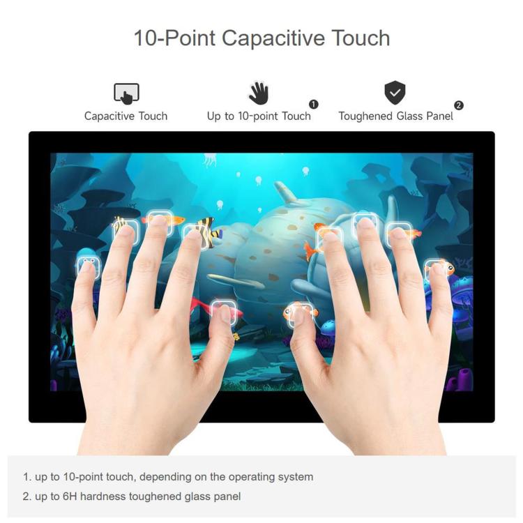 Display touch capacitivo DSI ad alta risoluzione da 13,3 pollici WAVESHARE, 1920 × 1080, IPS, pannello in vetro temperato, interfaccia DSI, touch a 10 punti, Without Back Panel, With Back Panel