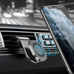 Supporto magnetico a L per telefono da auto, da fissare alla bocchetta dell'aria, con magneti potenti e clip in silicone.