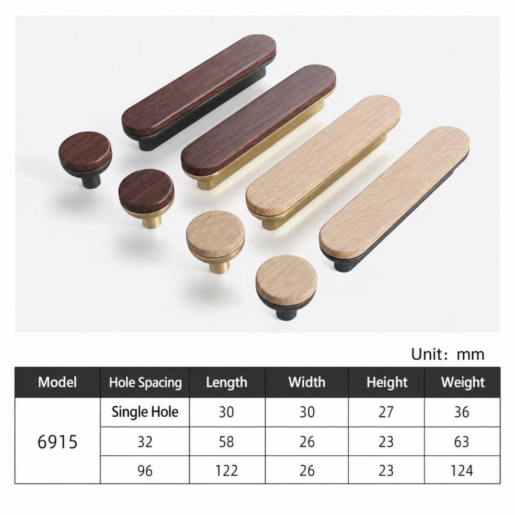 Maniglia per cassetti in lega di zinco effetto legno 8cm