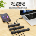 Toocki Organizzatore di cavi in silicone autoadesivo da scrivania con clip per la gestione dei cavi, 3-slot White, 5-slot White, 7-slot White, 3-slot Black, 5-slot Black, 7-slot Black