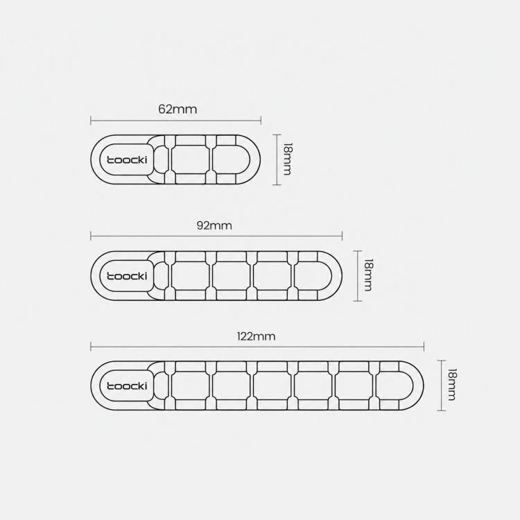 Toocki Organizzatore di cavi in silicone autoadesivo da scrivania con clip per la gestione dei cavi, 3-slot White, 5-slot White, 7-slot White, 3-slot Black, 5-slot Black, 7-slot Black