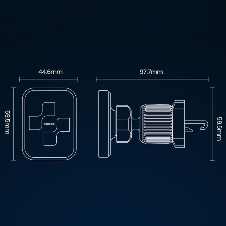 Supporto magnetico per telefono da auto Toocki con gancio di fissaggio anticaduta e rotazione a 360 gradi.