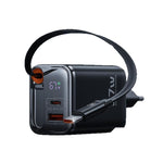 Caricabatterie da parete Toocki da 67 W con cavo USB-C retrattile, stazione di ricarica rapida 3 in 1 con indicatore LED di potenza., EU Plug