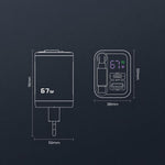 Caricabatterie da parete Toocki da 67 W con cavo USB-C retrattile, stazione di ricarica rapida 3 in 1 con indicatore LED di potenza., EU Plug